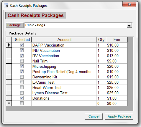 Cash Receipts Packages