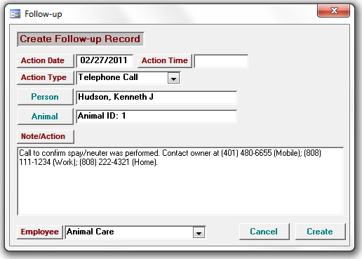 Create Follow-up