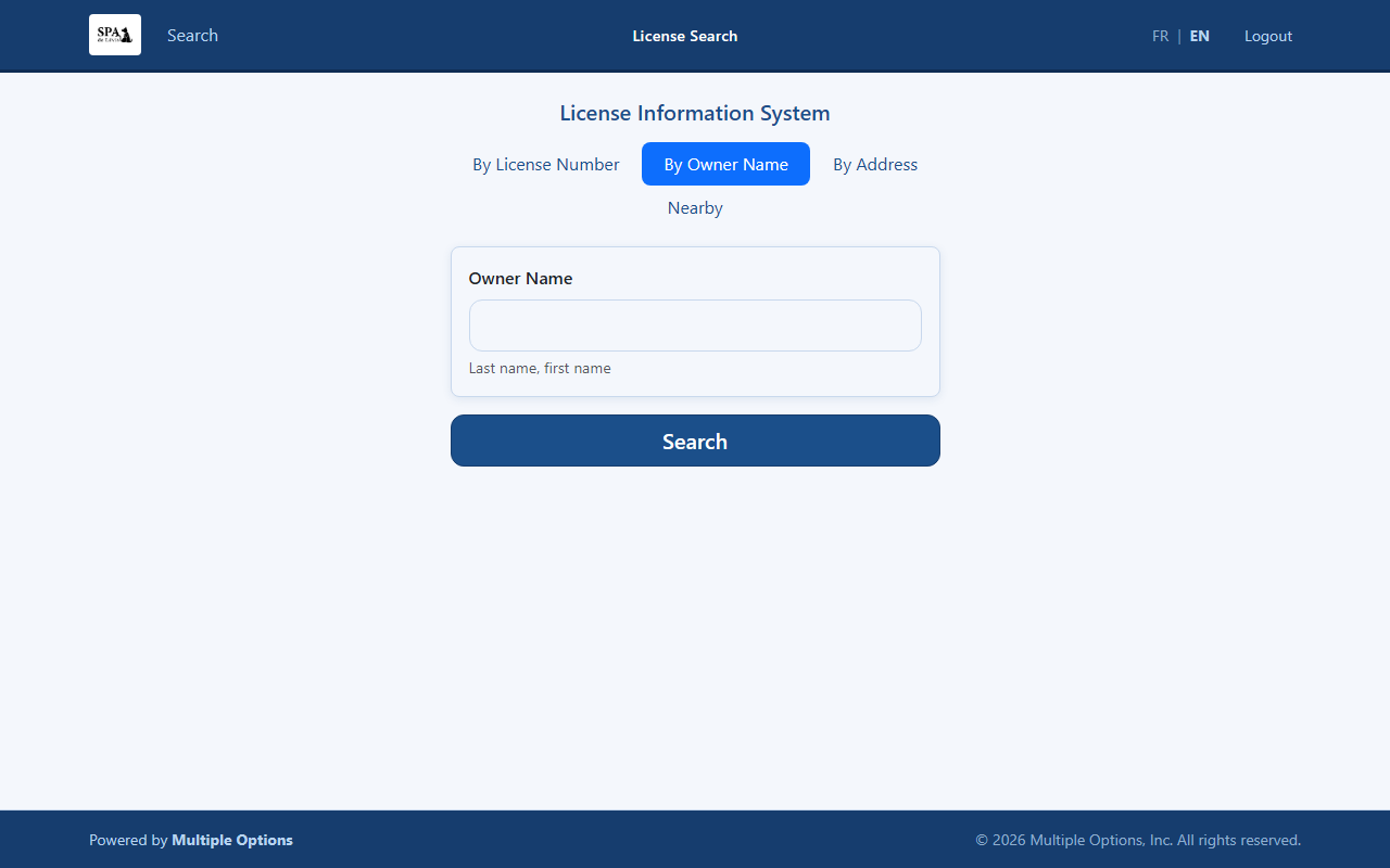 Owner name tab — partial match